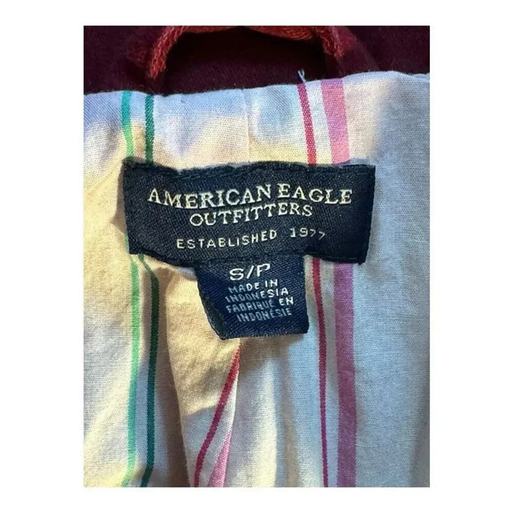 American Eagle Women's Small Maroon Double-Breasted Peacoat Jacket Short - Picture 6 of 7